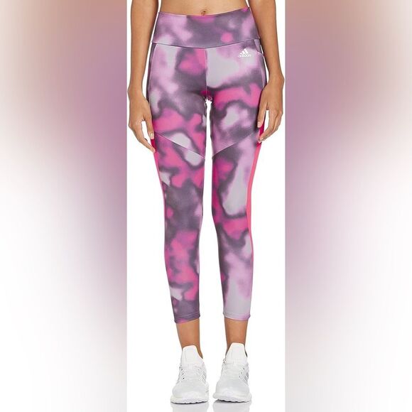 Adidas Aeroready Pink Multi Designed To Move 7/8 Tight Athletic Legging - Picture 2 of 6